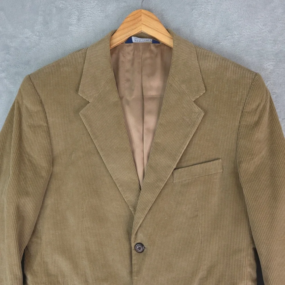 Stafford Blazer‎ Mens 42R Brown Corduroy Sport Coat Two Button Jacket Cotton